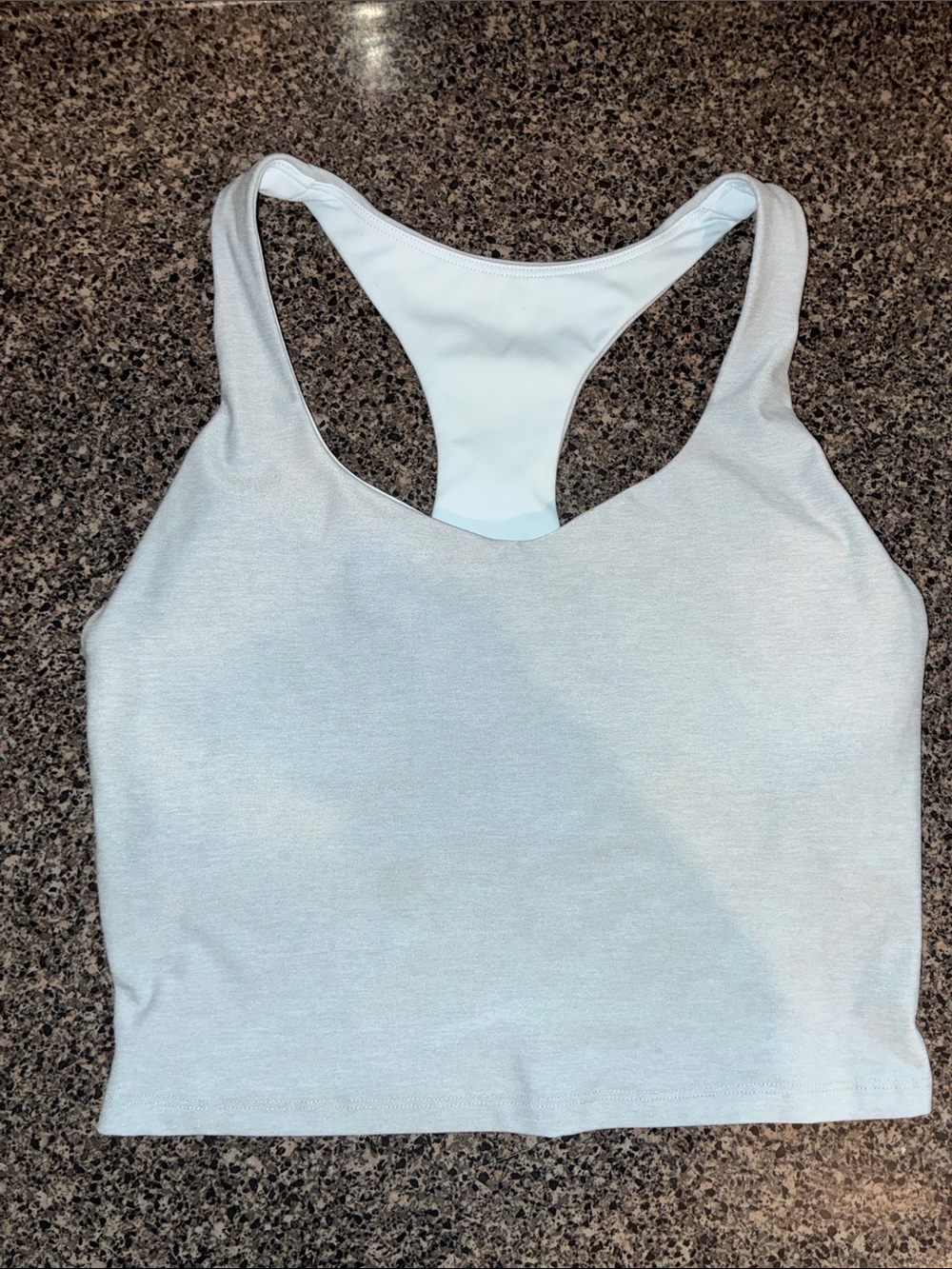 Fabletics White Racerback Crop Top - built in padded bra